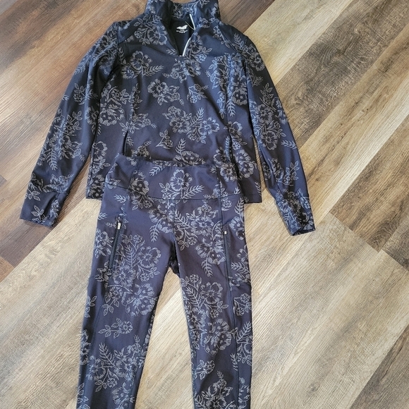 Avia Pants - AVIA Floral Patterned Jacket and Pants Set